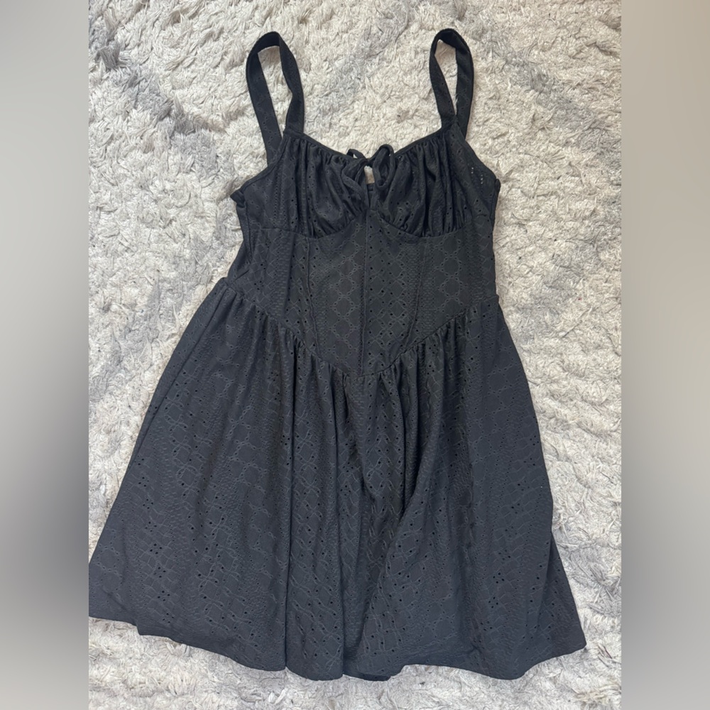 Black BabyDoll Lace Eyelet Dress